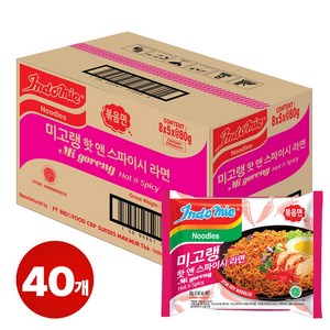 [수입인증정품] 인도미 미고랭 라면 핫앤스파이시 80g, 40개
