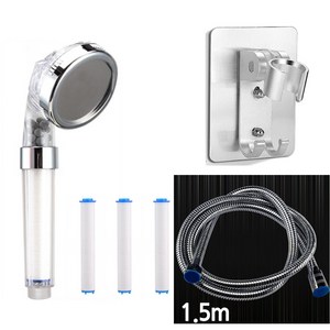 EMPIRE 고수압 물대포 정수 필터 샤워기 여행용 샤워기 가정용 필터 샤워기, 일반형 투명 헤드1개+필터3개입+호스1개+거치대1개, 1개