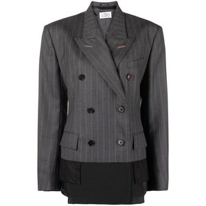 메종 마르지엘라 핀스트라이프 벨트 울 블레이저