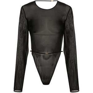 생로랑 오픈 백 크레이프 바디수트, 블랙계열, Standard L(KR 77)