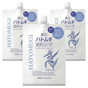 쿠마노 레이하쿠 하또무기 바디 솝 리필용, 2L, 3개