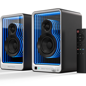 BESTISAN 어비스 100W 블루투스 북쉘프 스피커 2채널 앰프내장형 PC-FI TV 스피커
