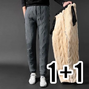 벨린 두툼 양털 안감 겨울 방한 밴딩 기모 패딩 팬츠 캐주얼 작업복 홈웨어 트레이닝복 1+1