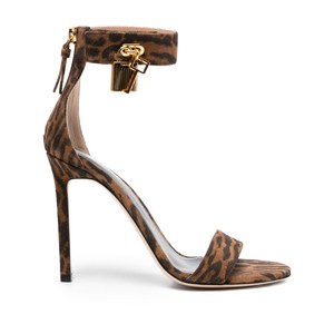 톰포드 패드락 디테일 레오파드 프린트 샌들 105mm, Italy 36(KR 225), 브라운계열