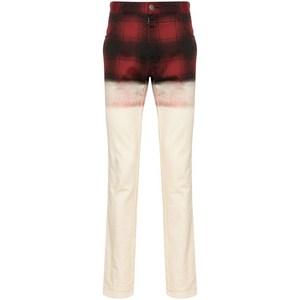 메종 마르지엘라 페이디드 체크 슬림 핏 진, 베이지계열+블랙계열, Waist (in) 31(KR 79)