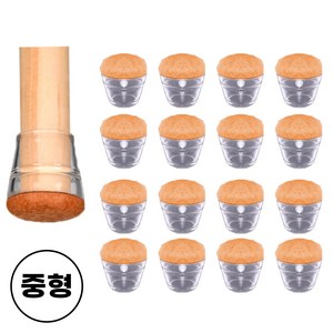 생활체크인 미끄럼 방지 투명 의자 발 커버, 브라운, 16개