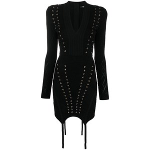 발망 발망 아일렛 디테일 레이스업 드레스