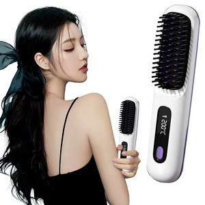 Routop 휴대용 무선 빗 고데기 매직기 음이온 3단 온도조절 속열 충전식