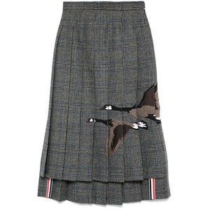 톰 브라운 플라잉 기스 아플리케 플리츠 미디 스커트