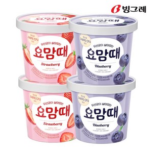 빙그레 요거트 아이스크림 요맘때 홈컵 스트로베리2 블루베리2, 4개, 710ml