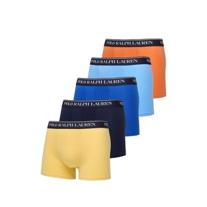 폴로랄프로렌 로고 웨이스트밴드 복서 브리프 5팩 세트, 블루계열, L
