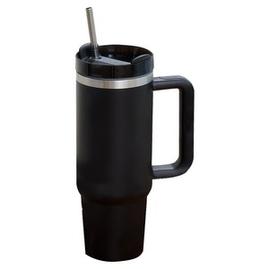 스테인리스 보온 보냉 사무실 차량용 대용량 빨대 텀블러, 887ml, Black, 1개