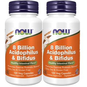 나우푸드 80억 아시도필러스 & 비피더스 유산균 베지 캡슐 글루텐 프리, 120정, 2개