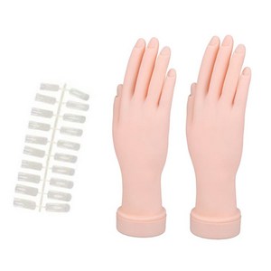 한수위 네일아트 인조손 네일팁 100pcs 세트 연습용 오른손, 모형2개+팁100pcs