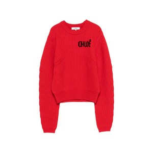 끌로에 로고 긴소매 스웨터, 레드계열, Standard XS(KR 55)