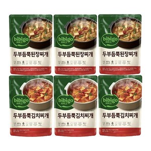 비비고 찌개 2종 6개(두부김치찌개x3개+된장찌개x3개), 1세트