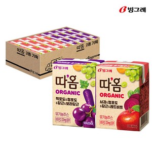 빙그레 따옴 유기농 주스 120ml 사과비트 + 적포도보라당근 기획, 0.12l