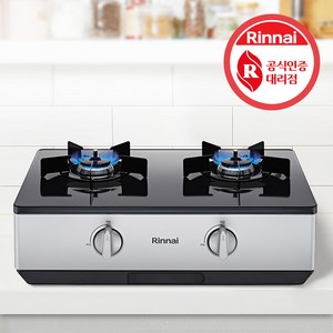 린나이 가스레인지 2구 건전지 (전면AA형) 간편교체 가스렌지 2구, (전면AA형)펄 실버, LNG 도시가스