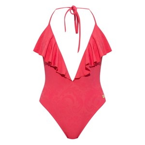 발망 러플 홀터넥 원피스 수영복, 레드계열, France 38(KR 66)