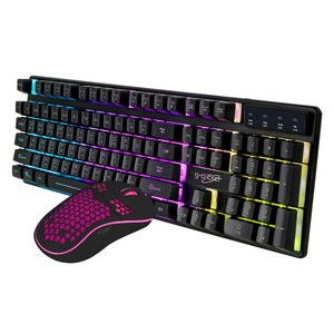 지클릭커 슈퍼히어로 에어 GMK-270 RGB 게이밍 키보드 마우스 세트, 블랙, GMK-270X, 일반형