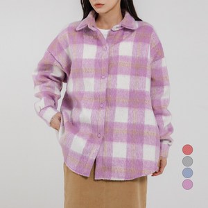 라라콩 여성용 따듯한 체크 울 박시핏 자켓