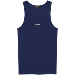 베르사체 로고 자수 골지 탱크 탑, 블루계열, Numeric 4