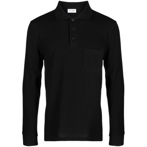 생로랑 로고 자수 폴로 셔츠, 블랙계열, Standard XXL