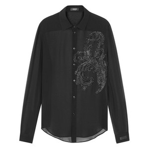 베르사체 바로코 리프 자수 셔츠, 블랙계열, Collar (cm) 41