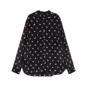 메종키츠네 클래식 플루이드 셔츠, 블랙계열+핑크계열, IT 38(KR 33)