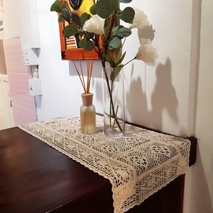 손뜨개 테이블 매트 레이스 테이블보 협탁 홈카페 캠핑 매트 식탁보 식탁매트, L(40x90cm), 1개