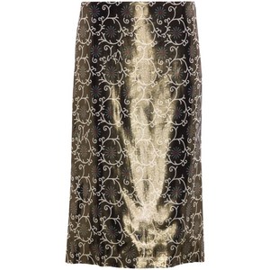 겐조 플로럴 프린트 라메 펜슬 스커트, 골드계열, France 36