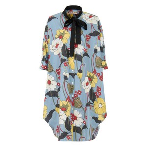 마르니 플로럴 프린트 타이 넥 드레스, 블루계열+화이트계열, Italy 38(KR 44-55)