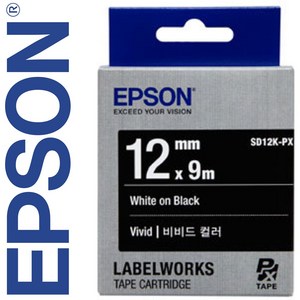 *정품* [ EPSON ] 라벨테이프, SD12K(검정바탕/흰색글씨/폭12mm), 1개