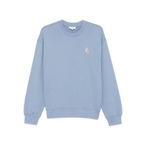 메종키츠네 폭스 자수 코튼 스웨트셔츠, 블루계열, Standard S(KR 95)