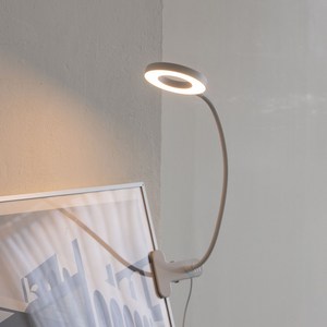 사는잼 LED 라운드링 집게형 스탠드 북라이트 독서등 휴대용 공부등 탁상 조명 10단계 밝기조절 가능