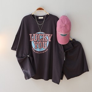 반팔 티셔츠 밴딩 반바지 유유 트레이닝 세트