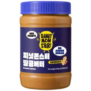 [압도적 고소함] 피넛몬스터 무첨가 무가당 100% 땅콩버터 크런치, 510g, 1개