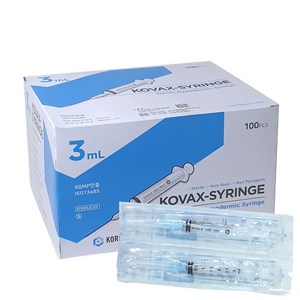 한국백신 일회용주사기 3ml 24Gx19mm 100개입, 100개