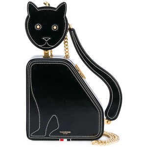 톰 브라운 블랙 캣 아이콘 카프스킨 클러치 백