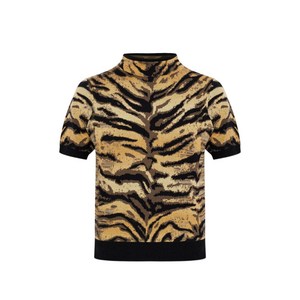 겐조 타이거 프린트 터틀넥 티셔츠, 베이지계열+블랙계열, Standard S