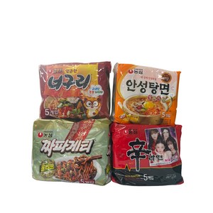 농심 신라면 5개 120g + 안성탕면 5개 125g + 얼큰 너구리 5개 120g + 짜파게티 5개 140g, 40개, (5개입 X 4팩 X 2박스)