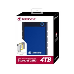 트랜센드 USB 3.0 Potable HDD 충격방지 StoeJet 25H3B, 4TB, 혼합색상