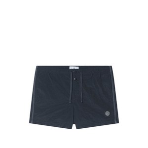 스톤 아일랜드 로고 패치 드로스트링 스윔 쇼츠