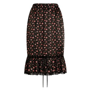 돌체앤가바나 플로럴 러플 미디 스커트, 블랙계열+레드계열, Italy 40(KR 44)