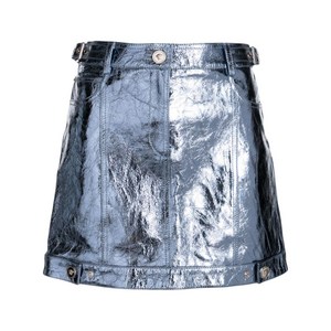 베르사체 메탈릭 가죽 미니 스커트, 블루계열, Italy 40(KR 55)