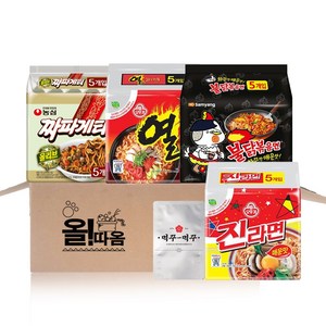 농심 삼양 팔도 멀티라면 기획세트 진라면매운맛5입+열라면5입+불닭볶음면5입+짜파게티5입+먹꾸먹꾸 라면후레이크1, 1개, (5입 X 4팩)