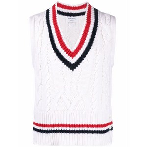 톰 브라운 RWB 트리밍 케이블 니트 탱크 탑