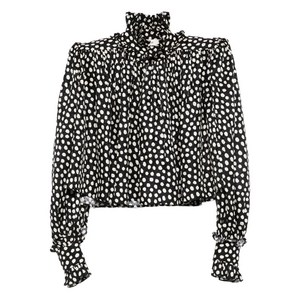 끌로에 러플 칼라 폴카 도트 블라우스, 블랙계열+화이트계열, France 38(KR 66)