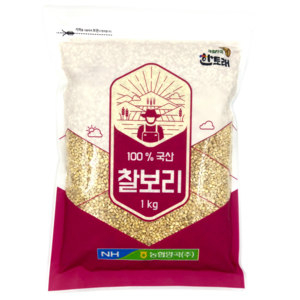 농협 [25년산 햇곡] 농협양곡 한토래 국산 찰보리쌀, 1kg, 1개