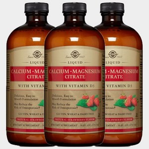솔가 리퀴드 칼슘 마그네슘 구연산 비타민 D3 포함, 473ml, 3개
